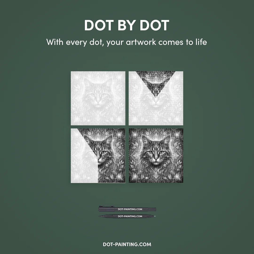 Cat with Flower Dot Painting
