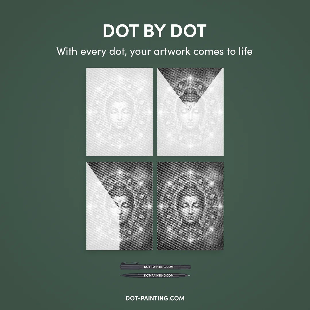 Buddha with Flowers Dot Painting