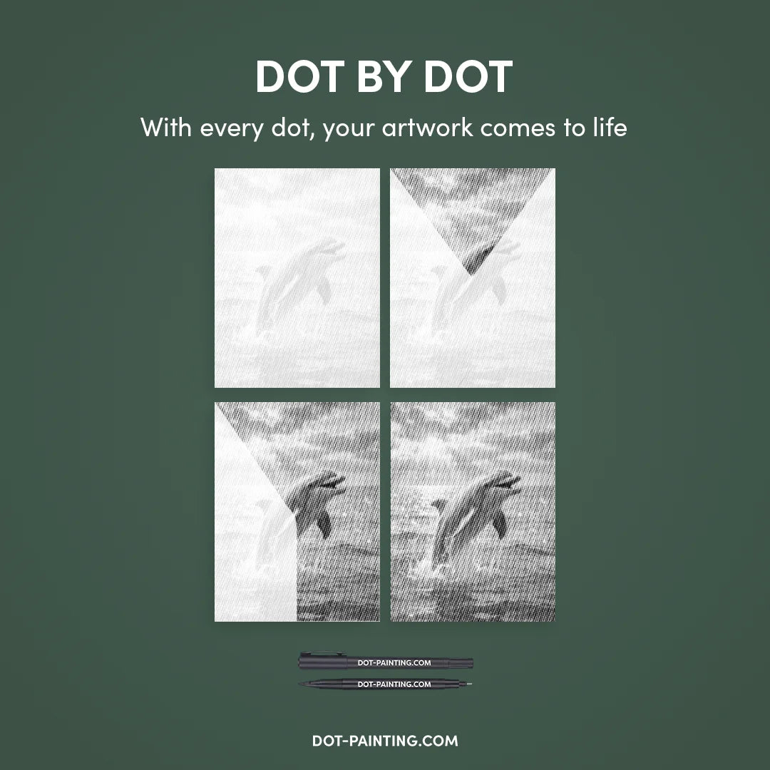 Jumping Dolphin Dot Painting