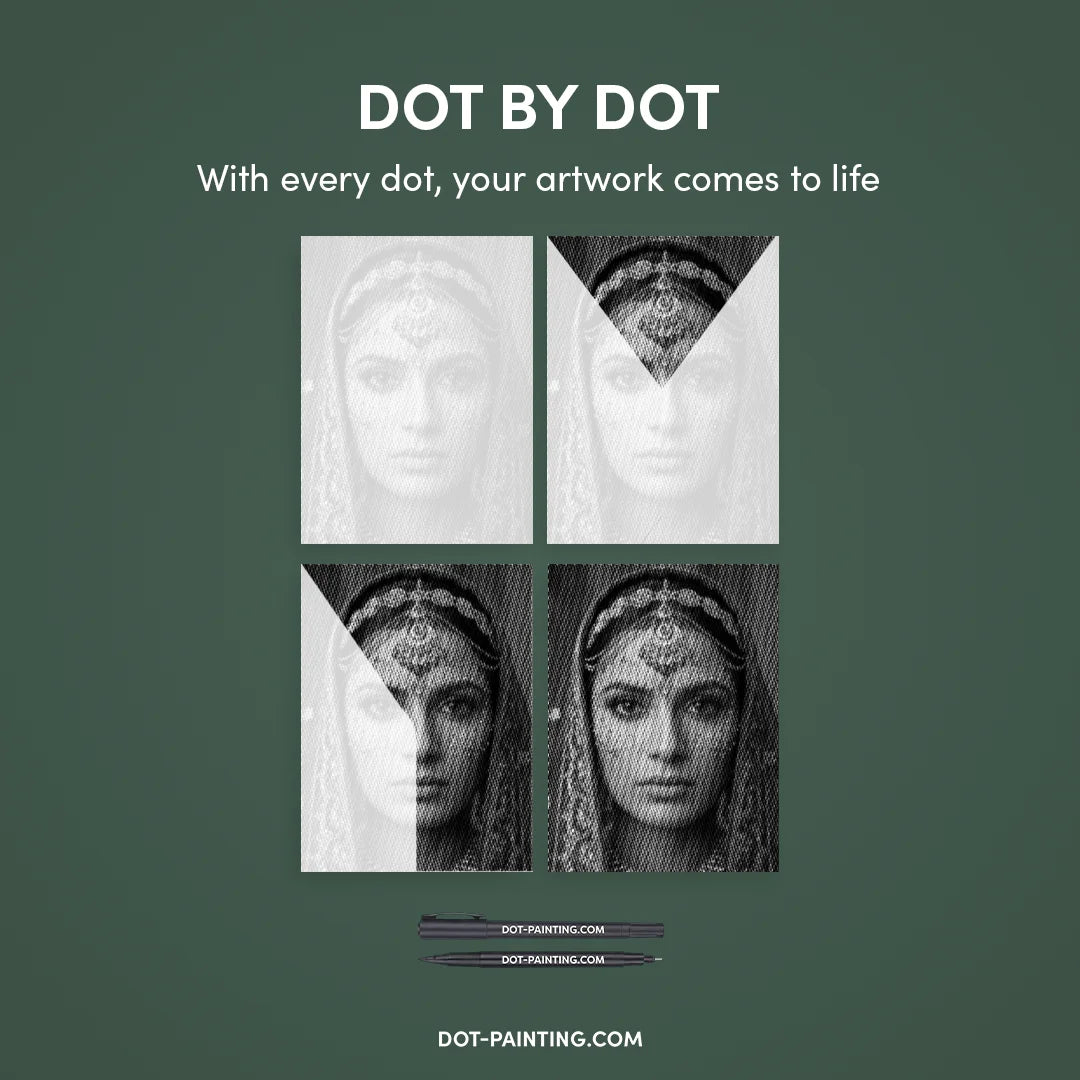 Indian Woman Dot Painting