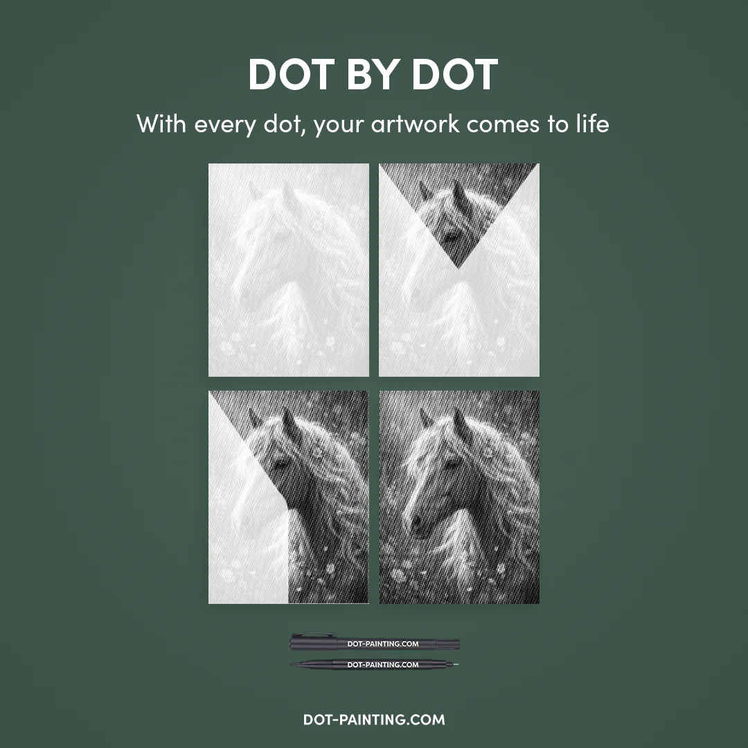 Horse with Flowers Dot Painting