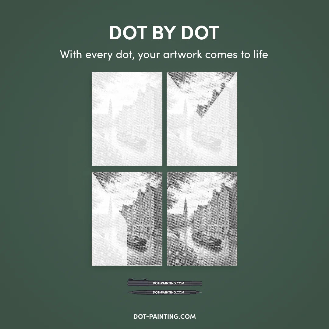 Amsterdam Canal Dot Painting