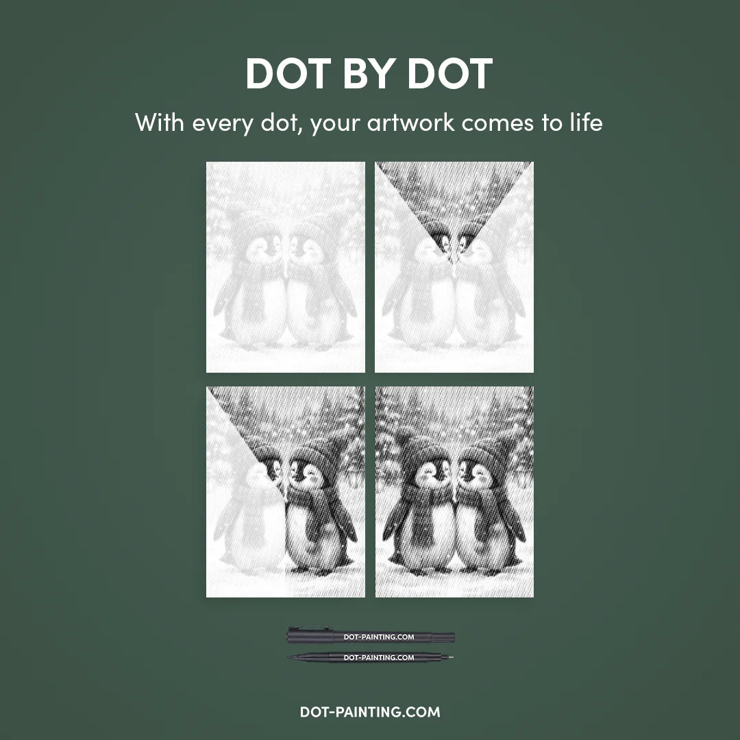 Winter Penguins Dot Painting