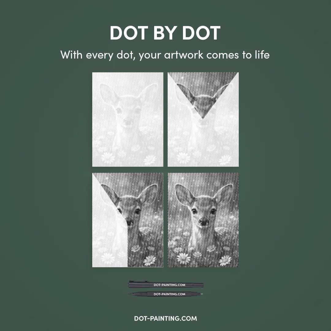 Deer with Flowers Dot Painting