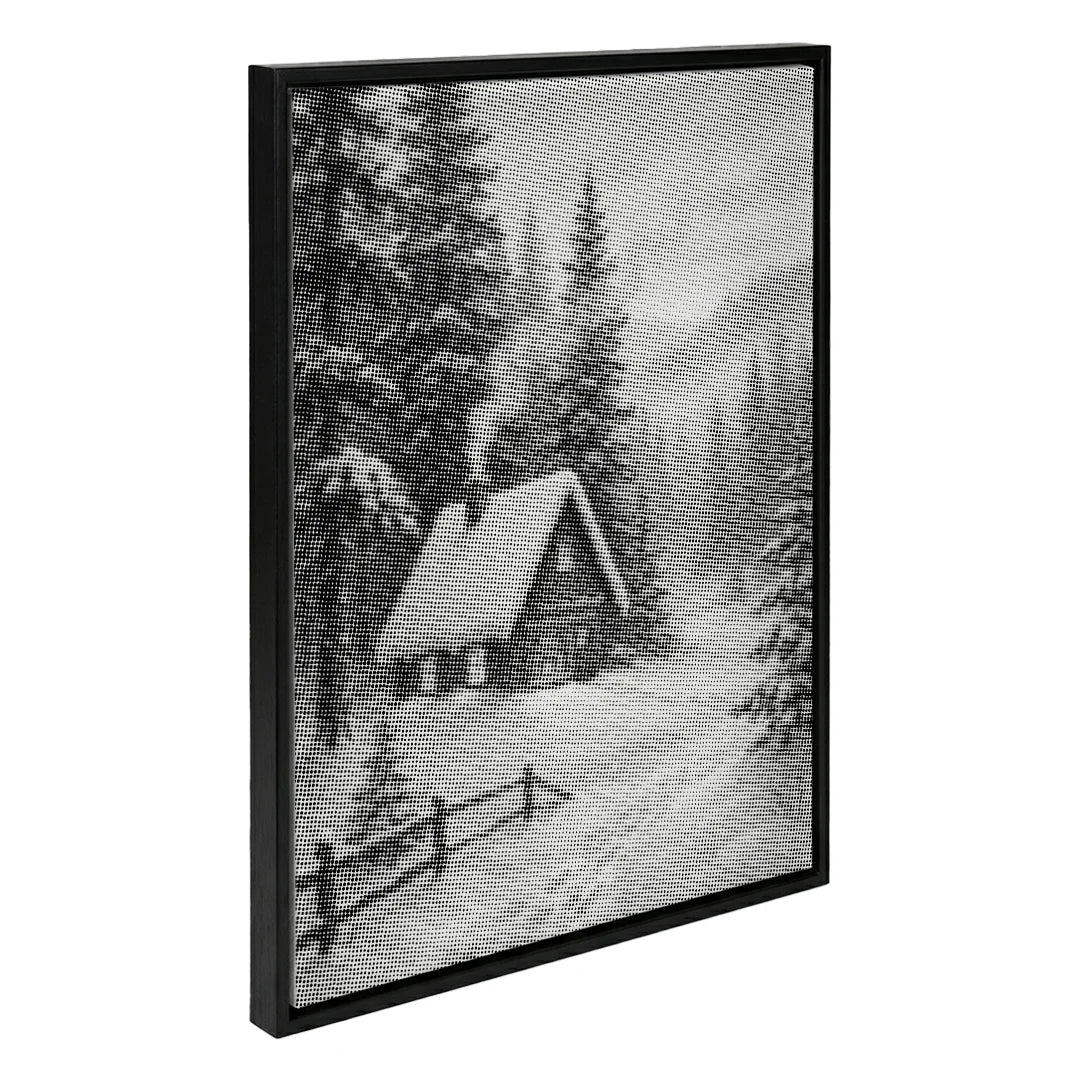 Cozy House in the Snow Dot Painting