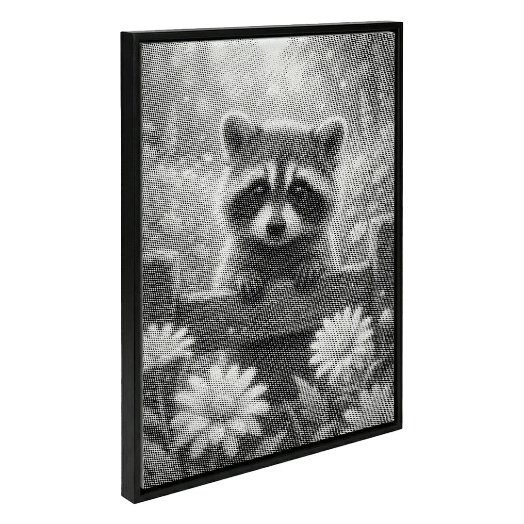 Raccoon with Flowers Dot Painting