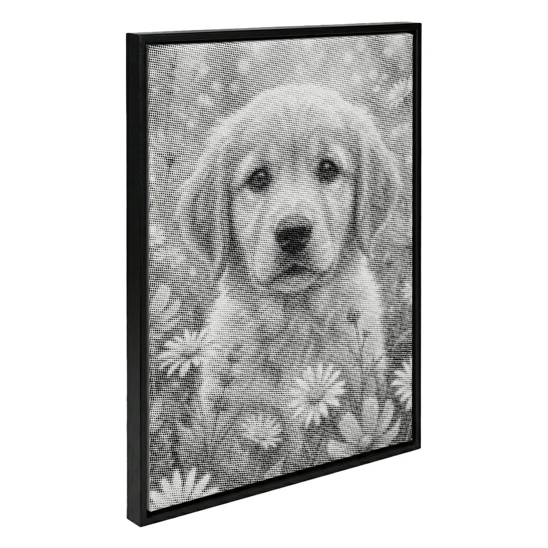 Puppy with Flowers Dot Painting