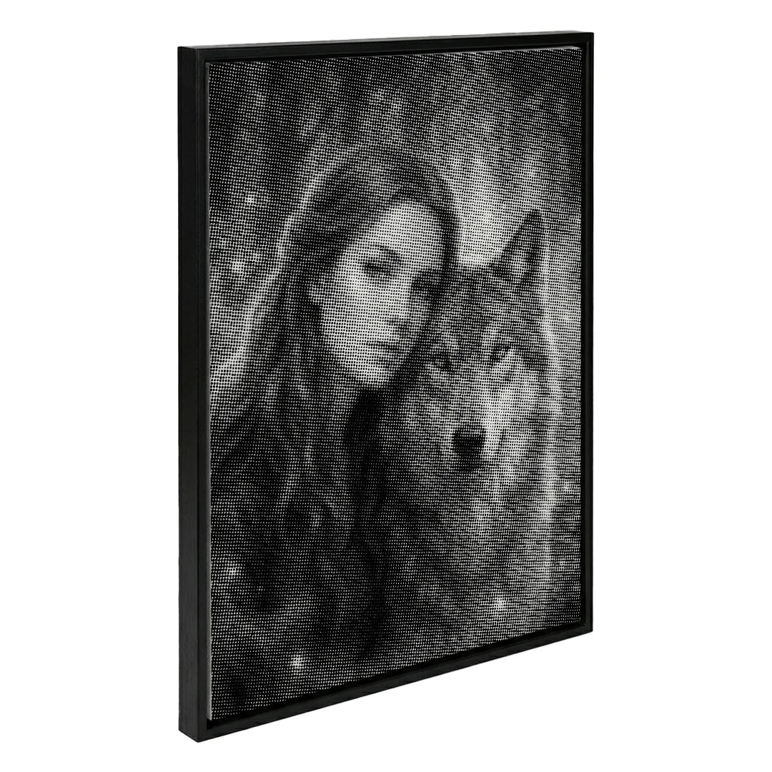 Women with a Wolf Dot Painting