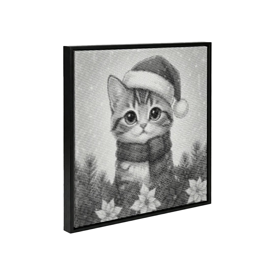 Kitten with Santa Hat Dot Painting