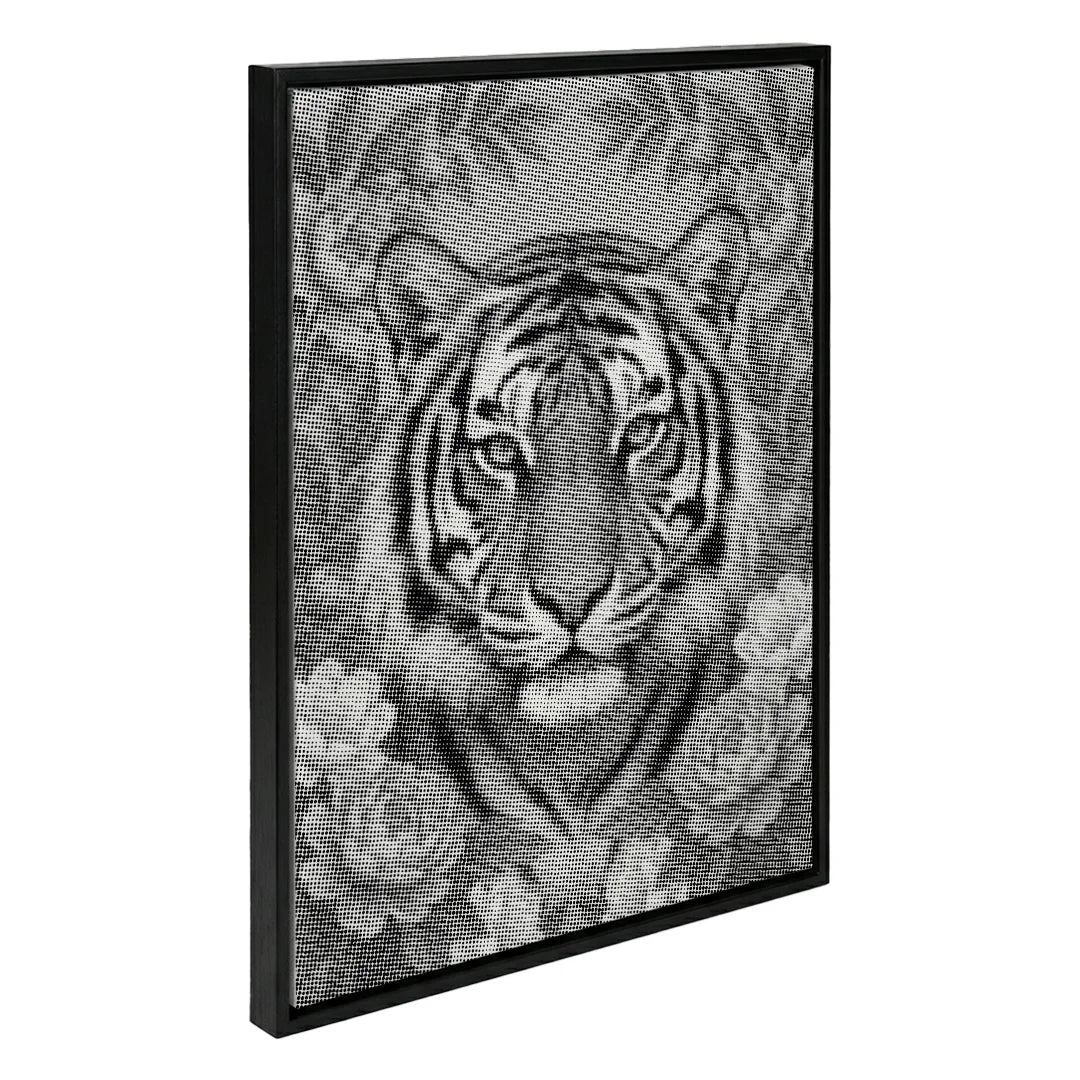 Tiger on Flowers Dot Painting