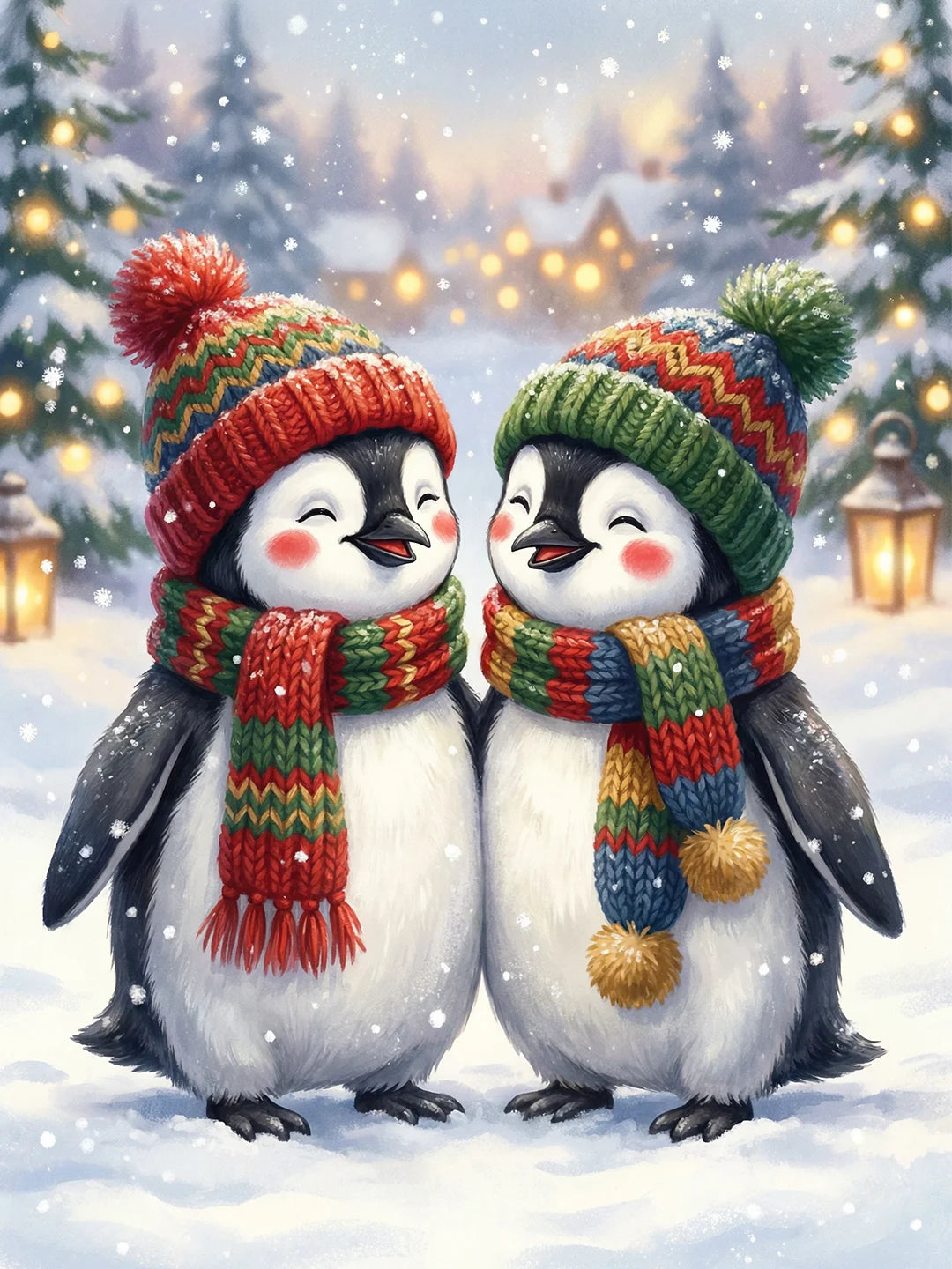 Winter Penguins Dot Painting