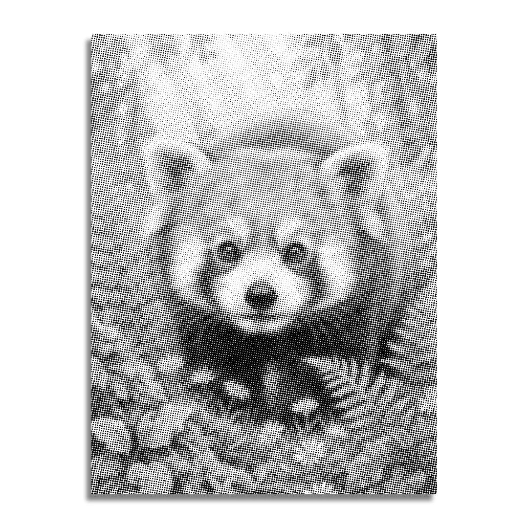 Red Panda with Flowers Dot Painting