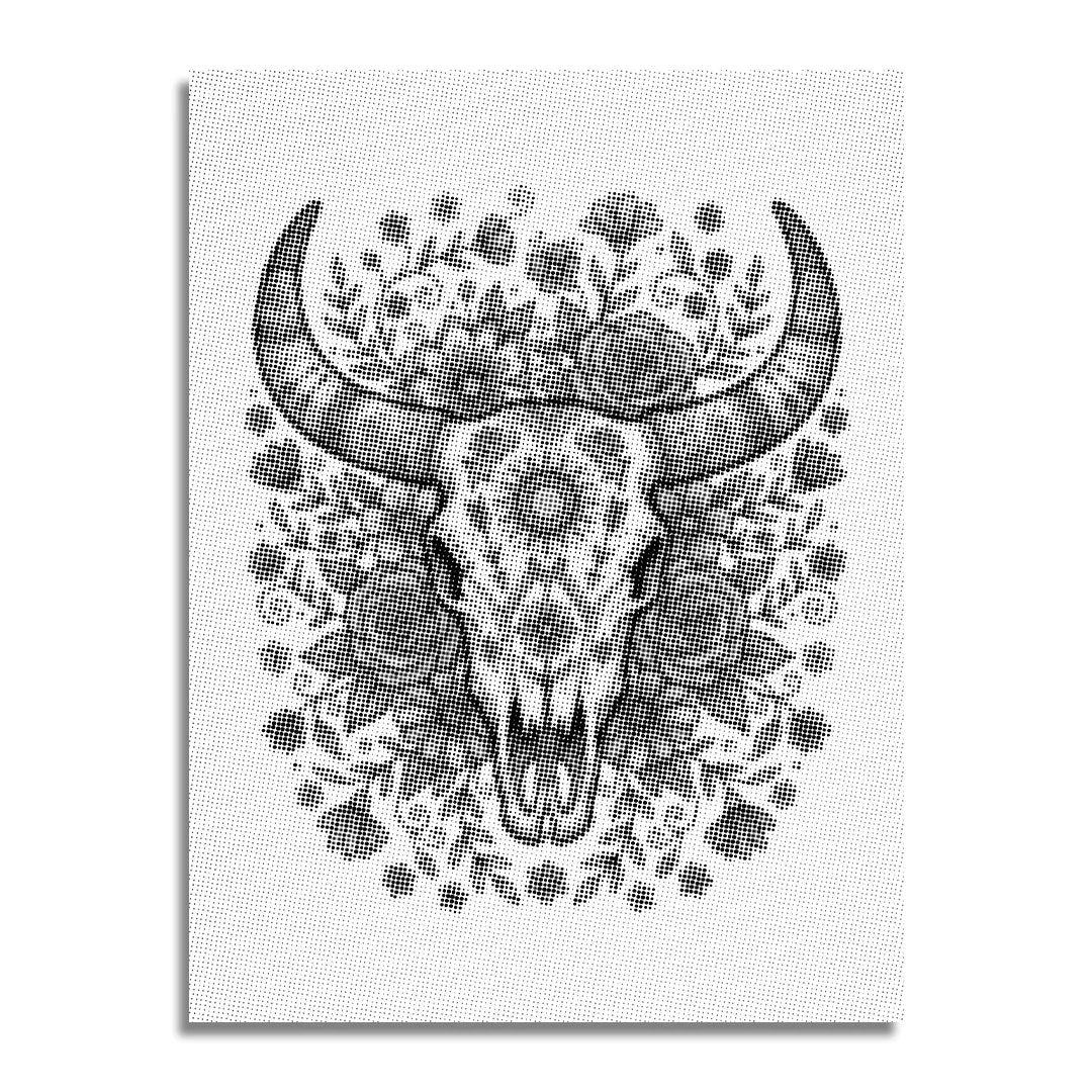 Bull Skull Dot Painting