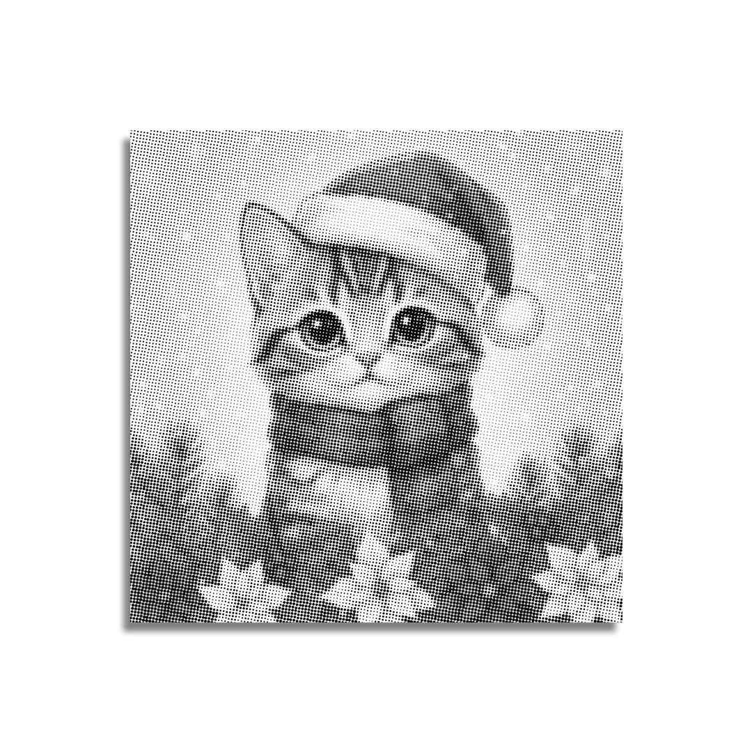 Kitten with Santa Hat Dot Painting