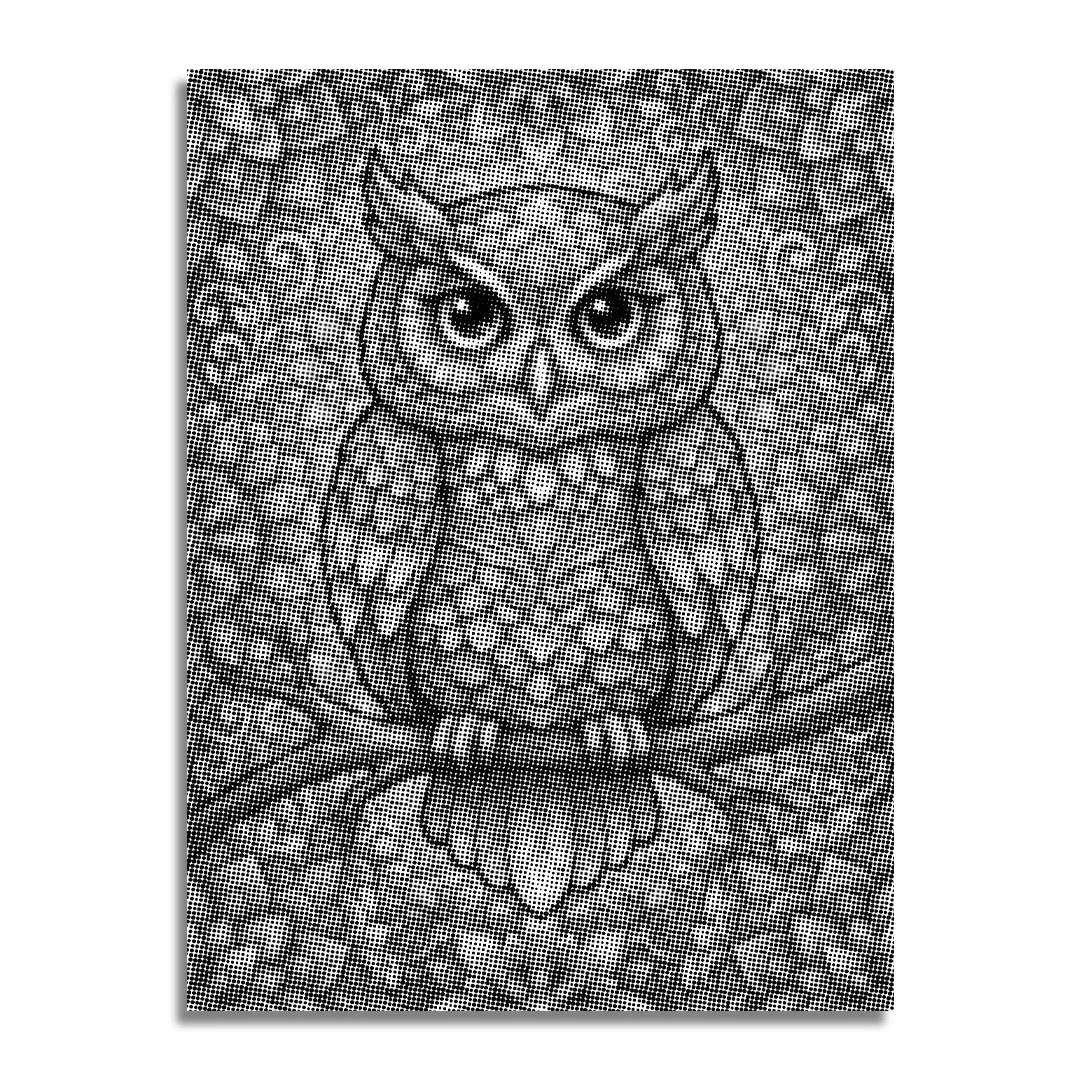 Owl on Branch Dot Painting