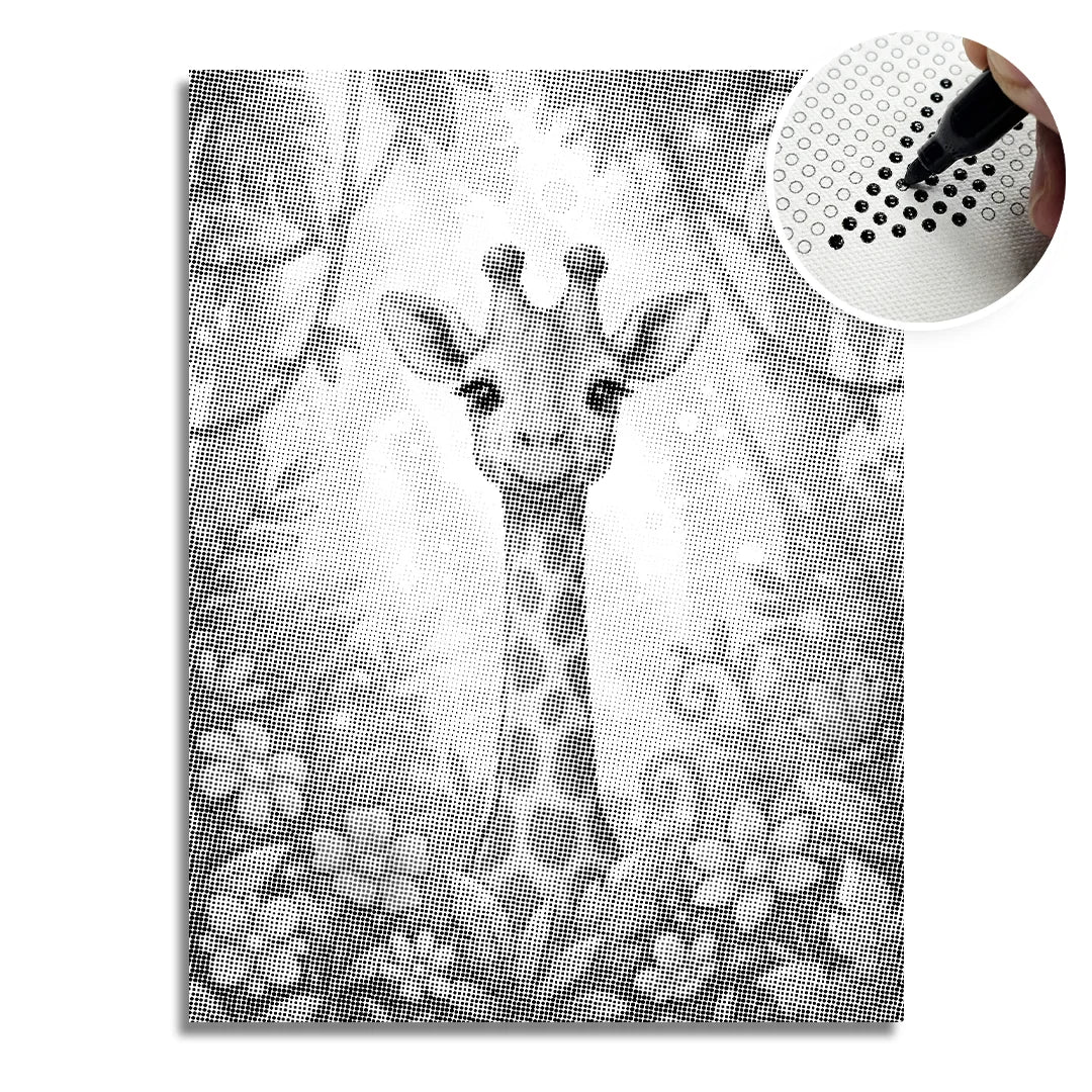 Giraffe with Flowers Dot Painting