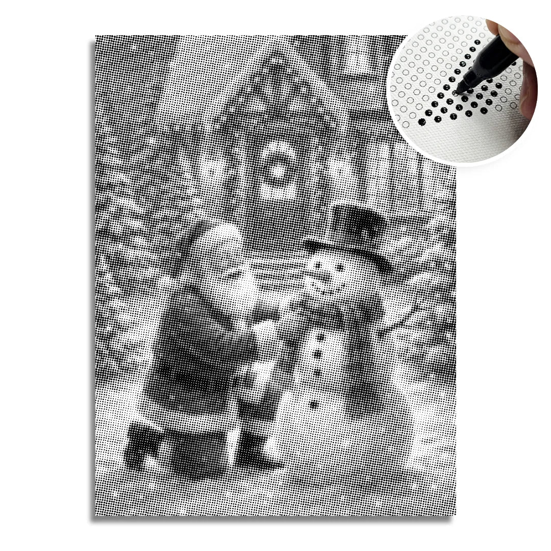 Santa Claus with Snowman Dot Painting