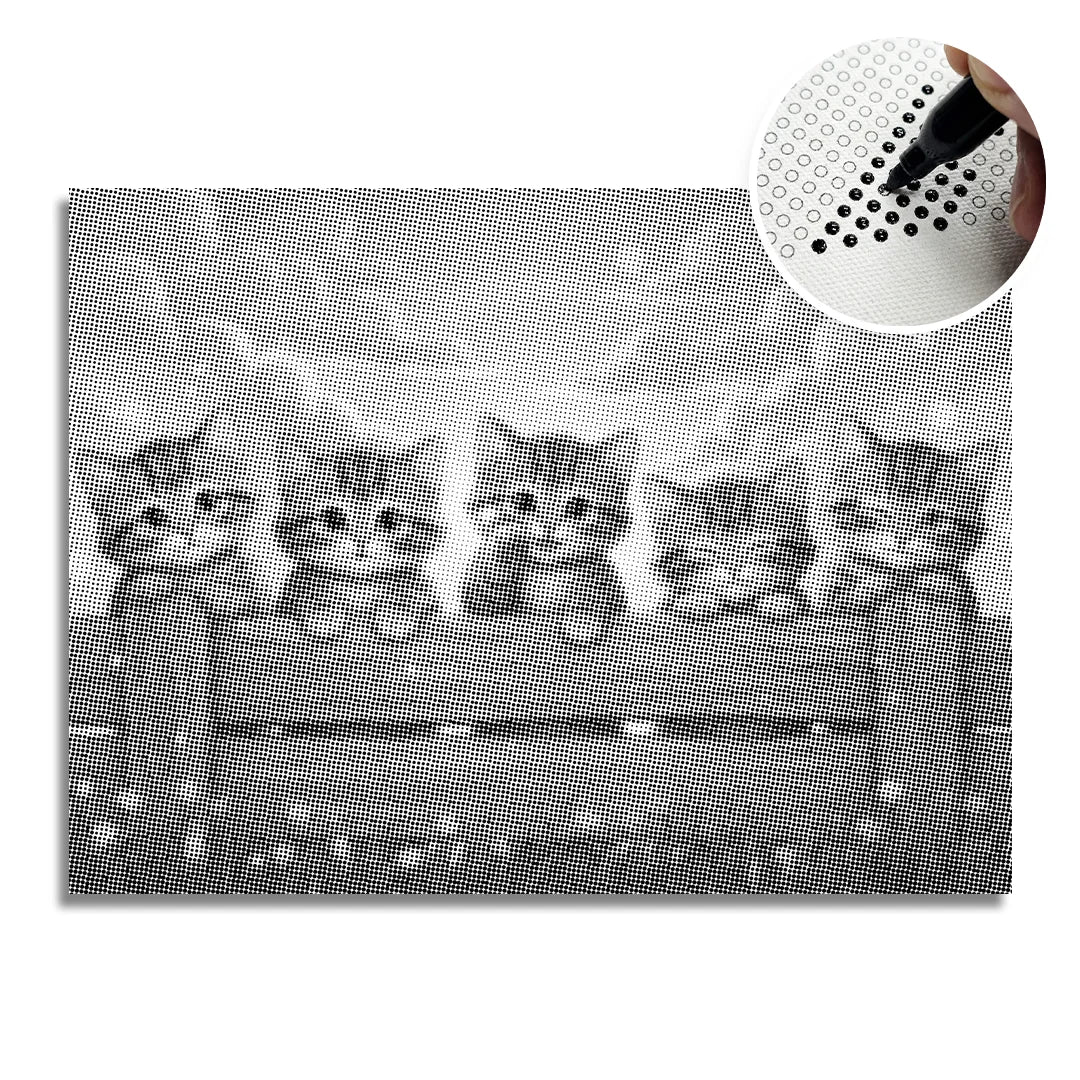 Kittens on the Fence Dot Painting