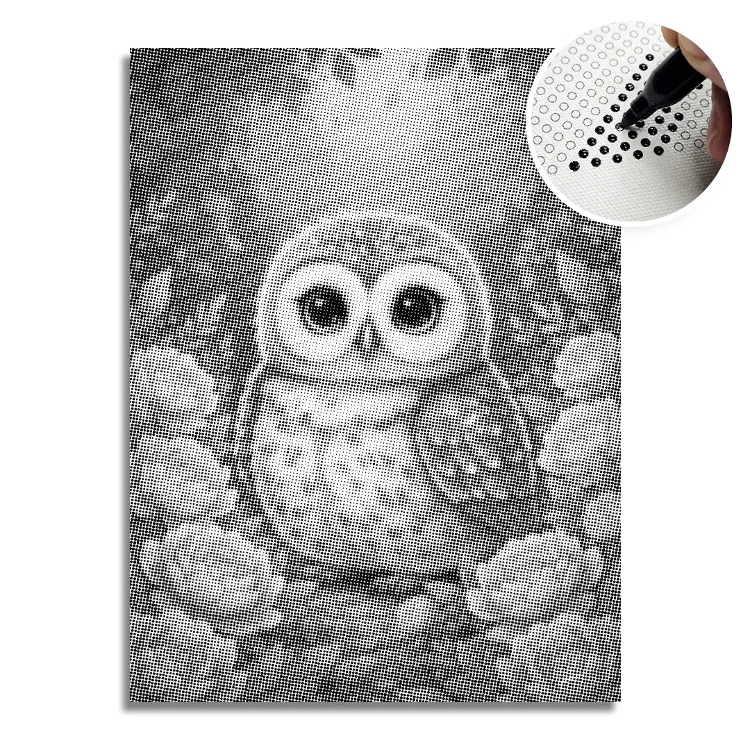 Baby Owl with Flowers Dot Painting