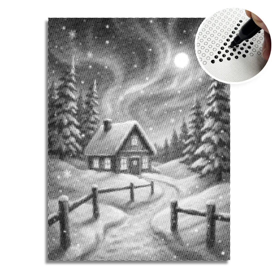 Winter Landscape Dot Painting