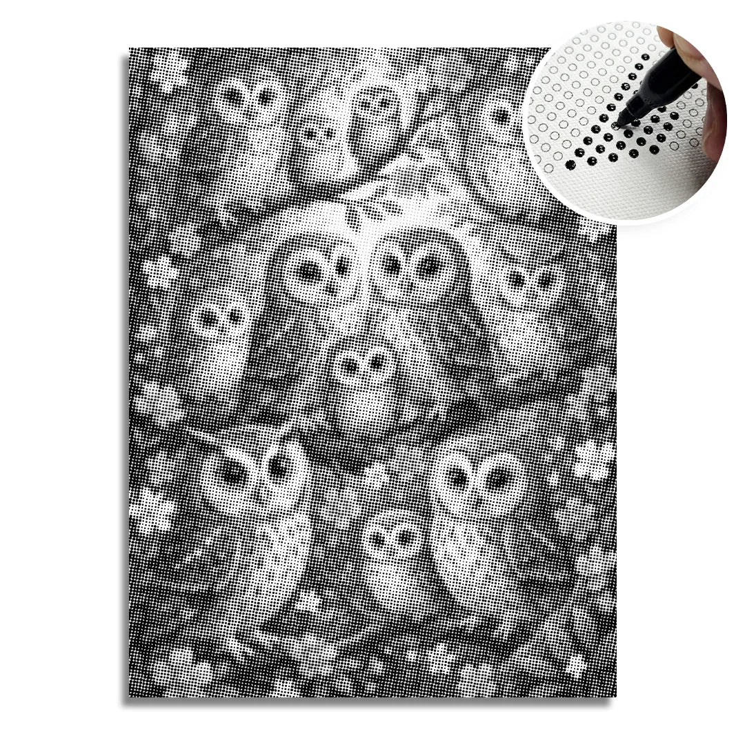 Owls in the Tree Dot Painting
