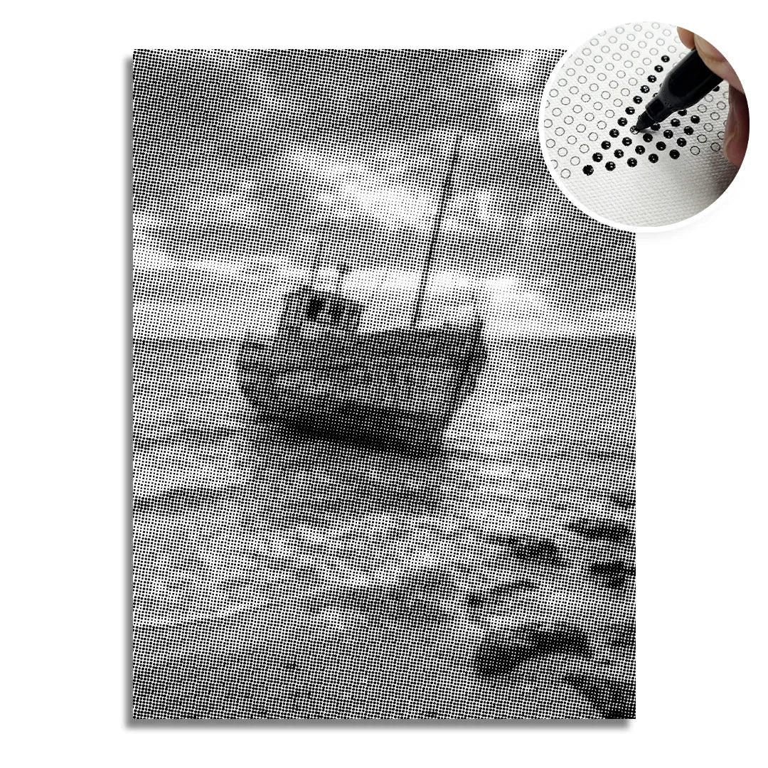 Old Boat Dot Painting