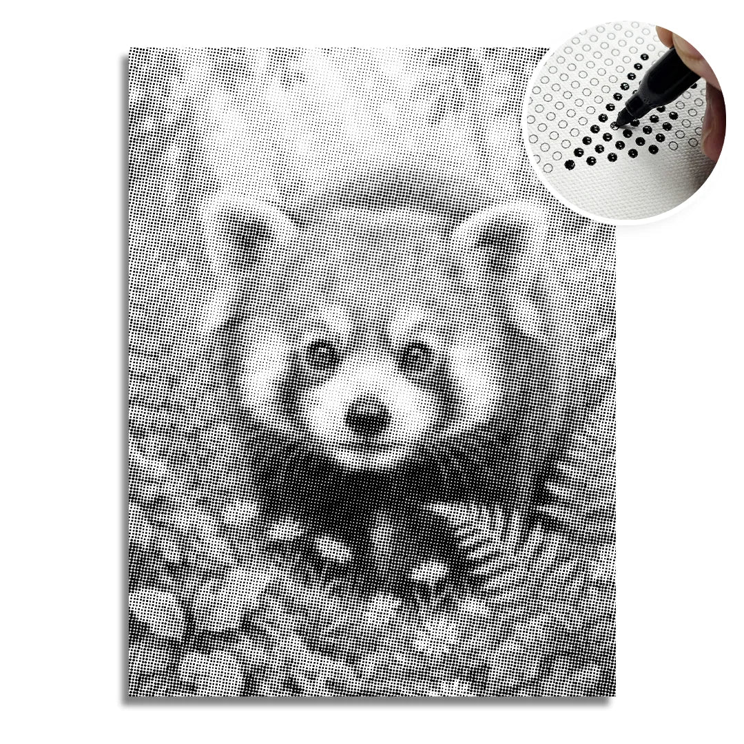 Red Panda with Flowers Dot Painting