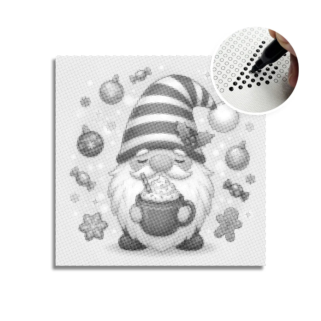 Gnome with Coffee Dot Painting