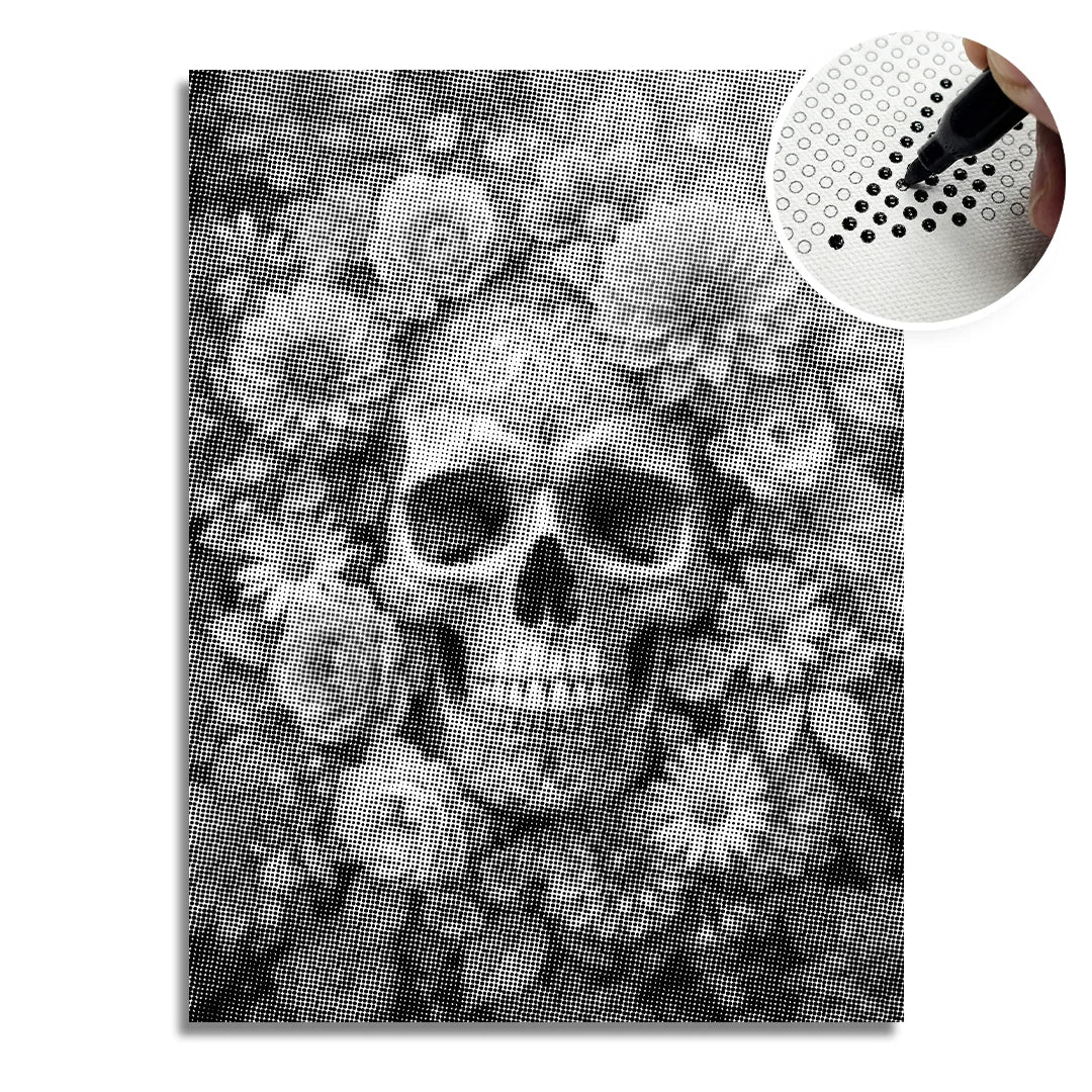 Skull with Flowers Dot Painting