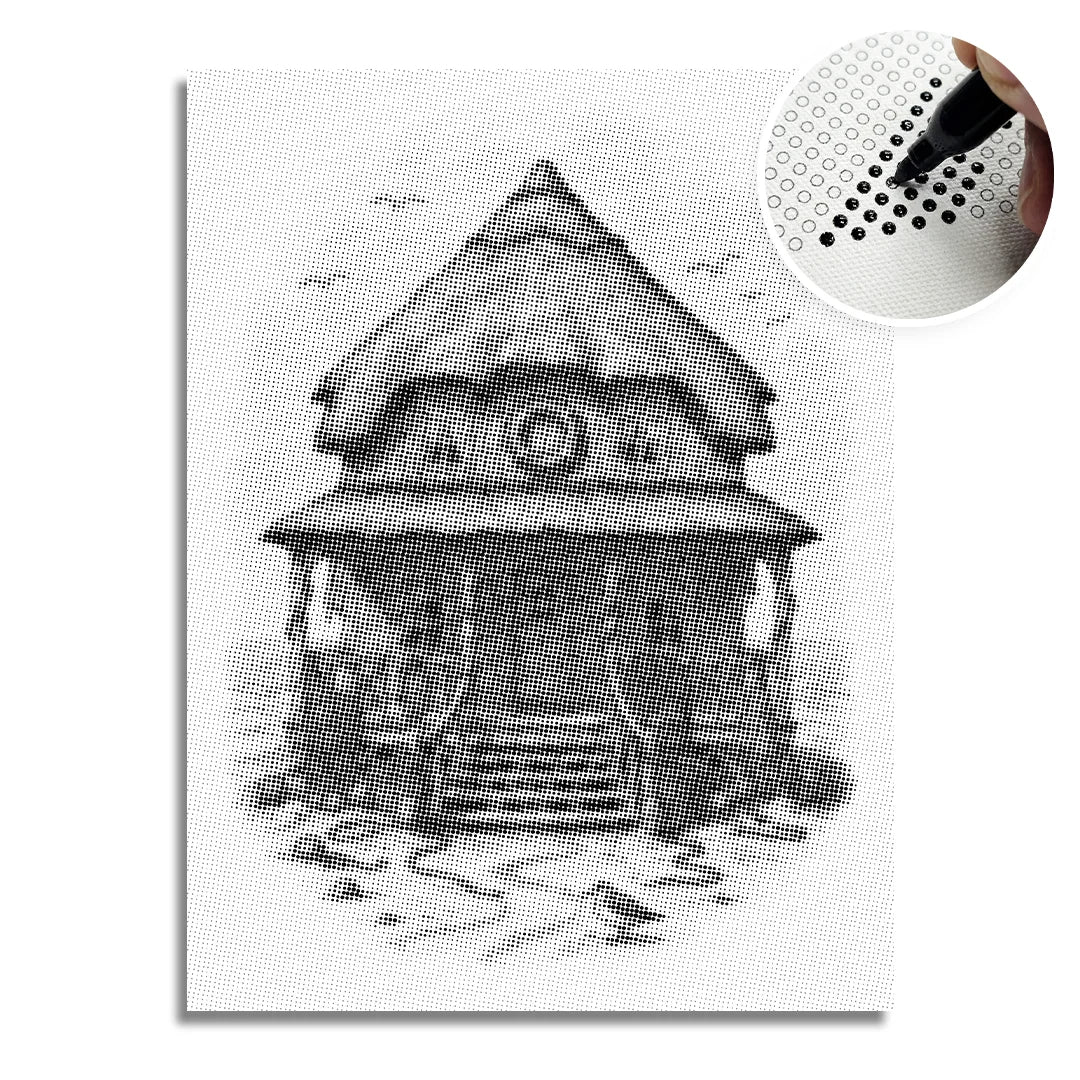 Beach Cottage Dot Painting