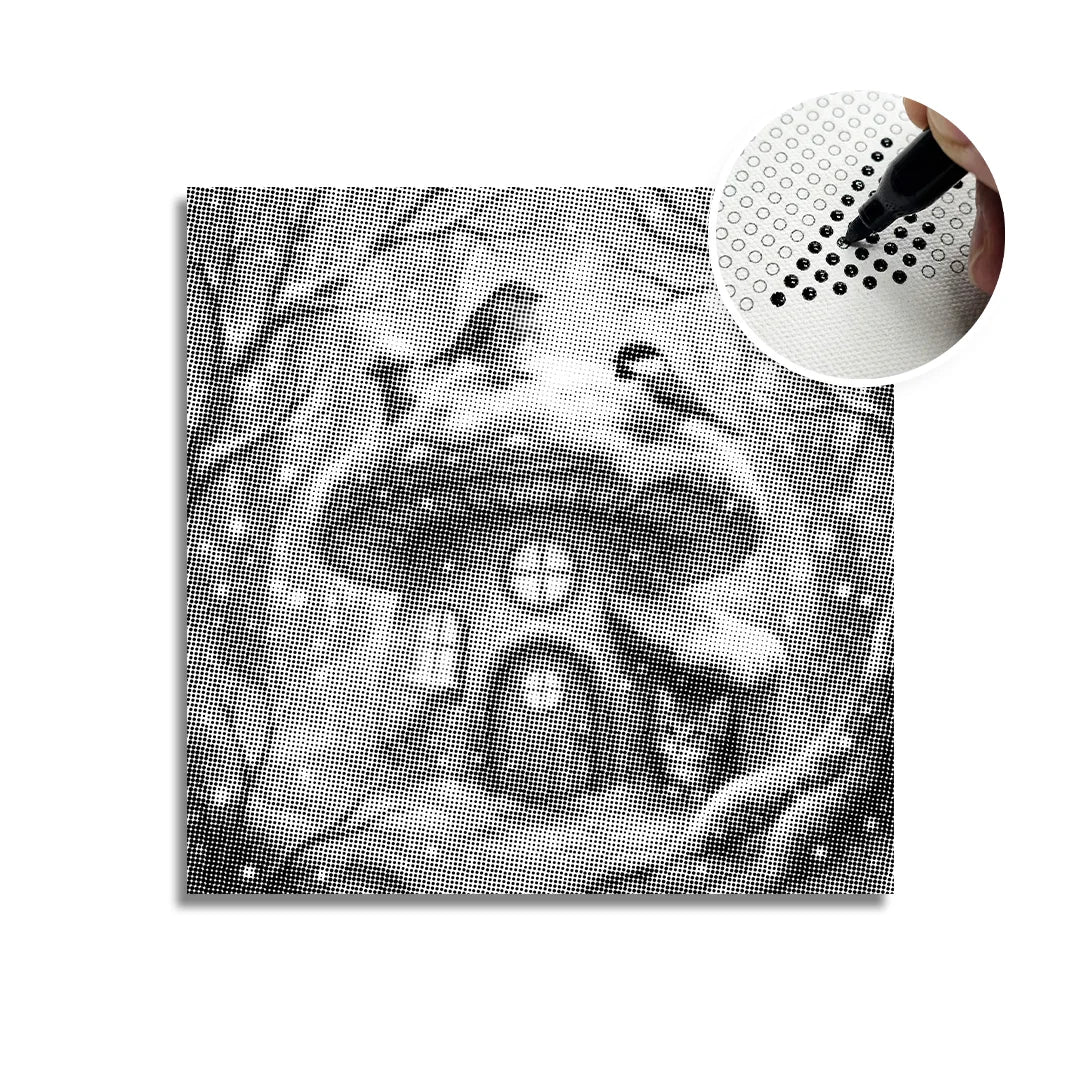 Kitten and Birds in the Snow Dot Painting