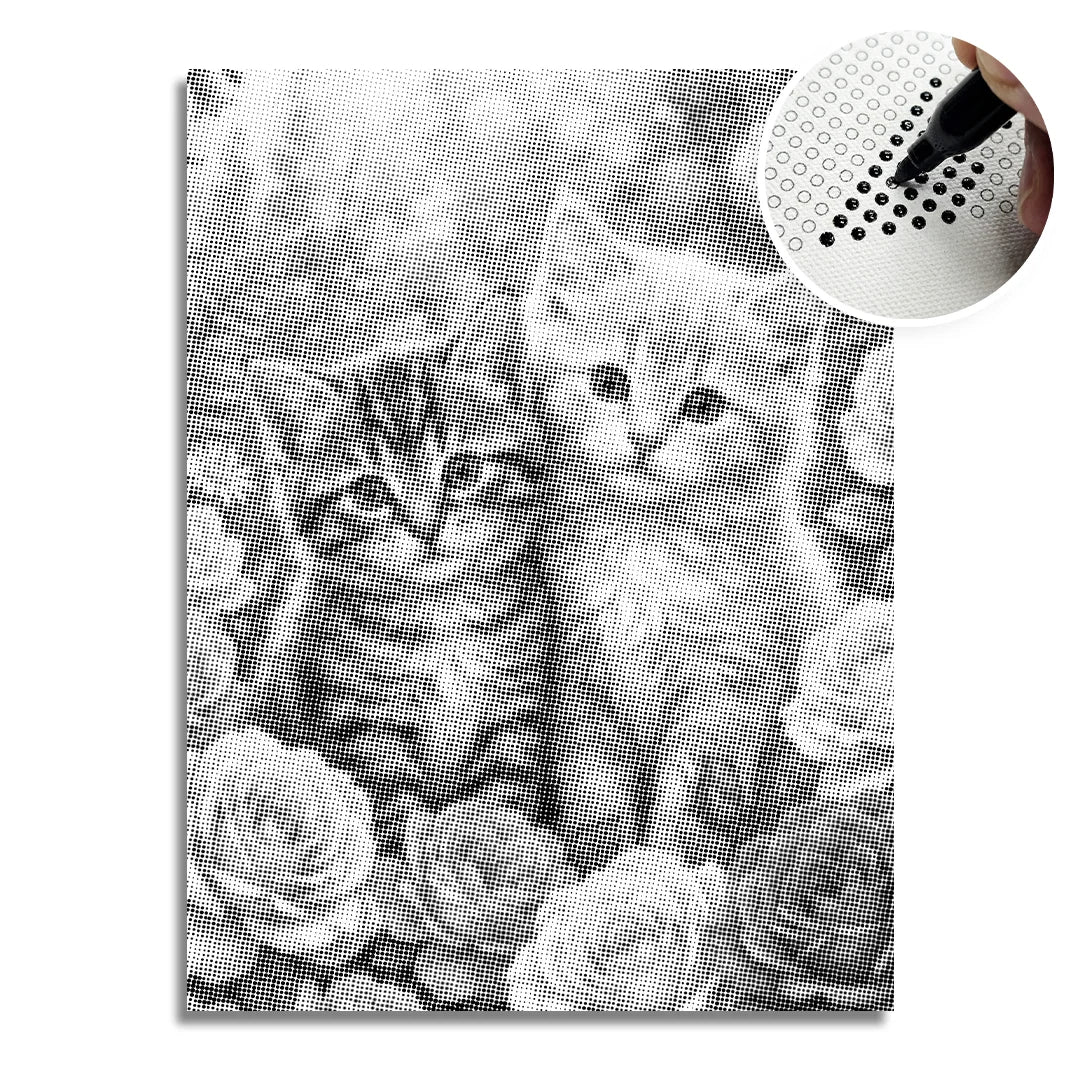 2 Kittens with Flowers Dot Painting