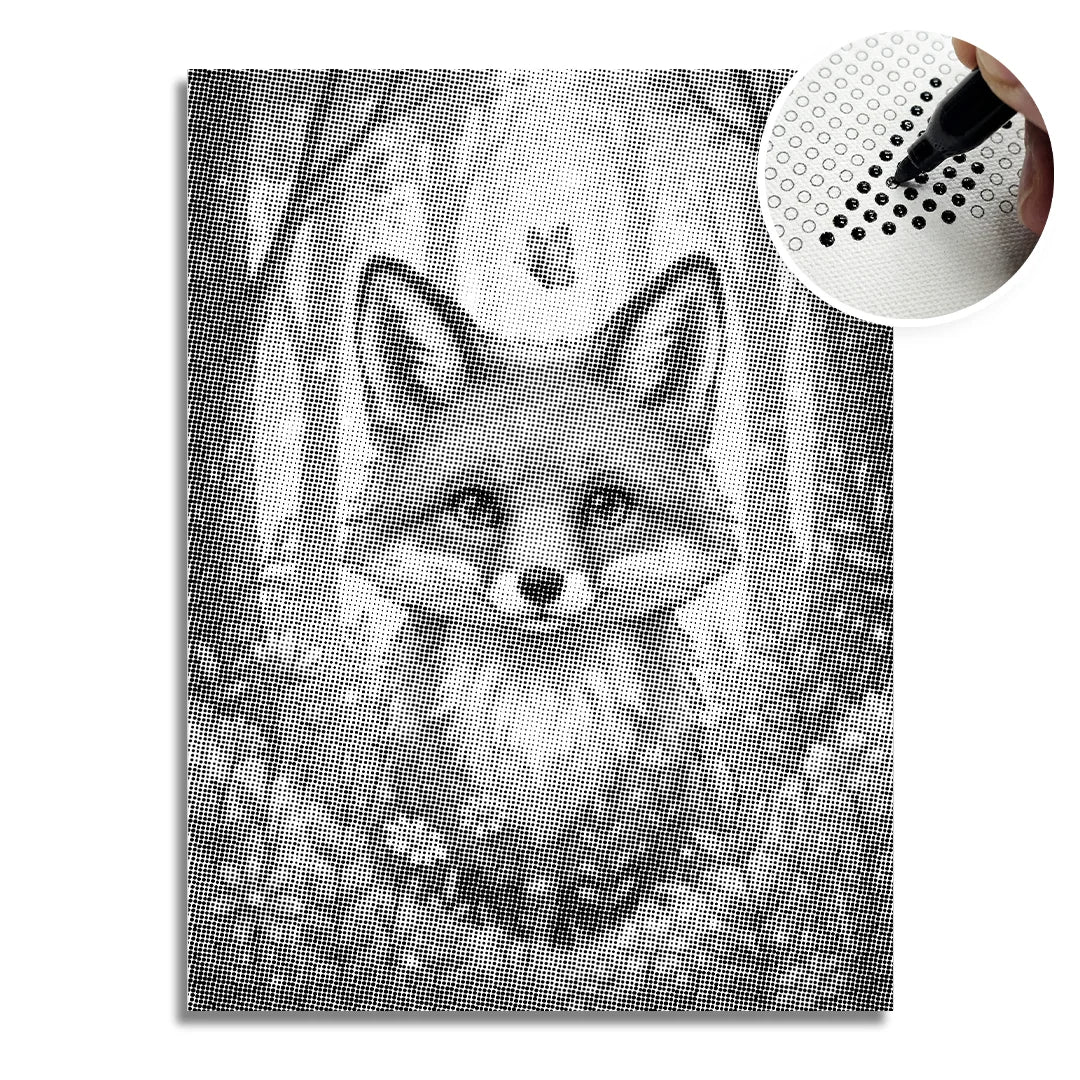 Fox with Flowers Dot Painting