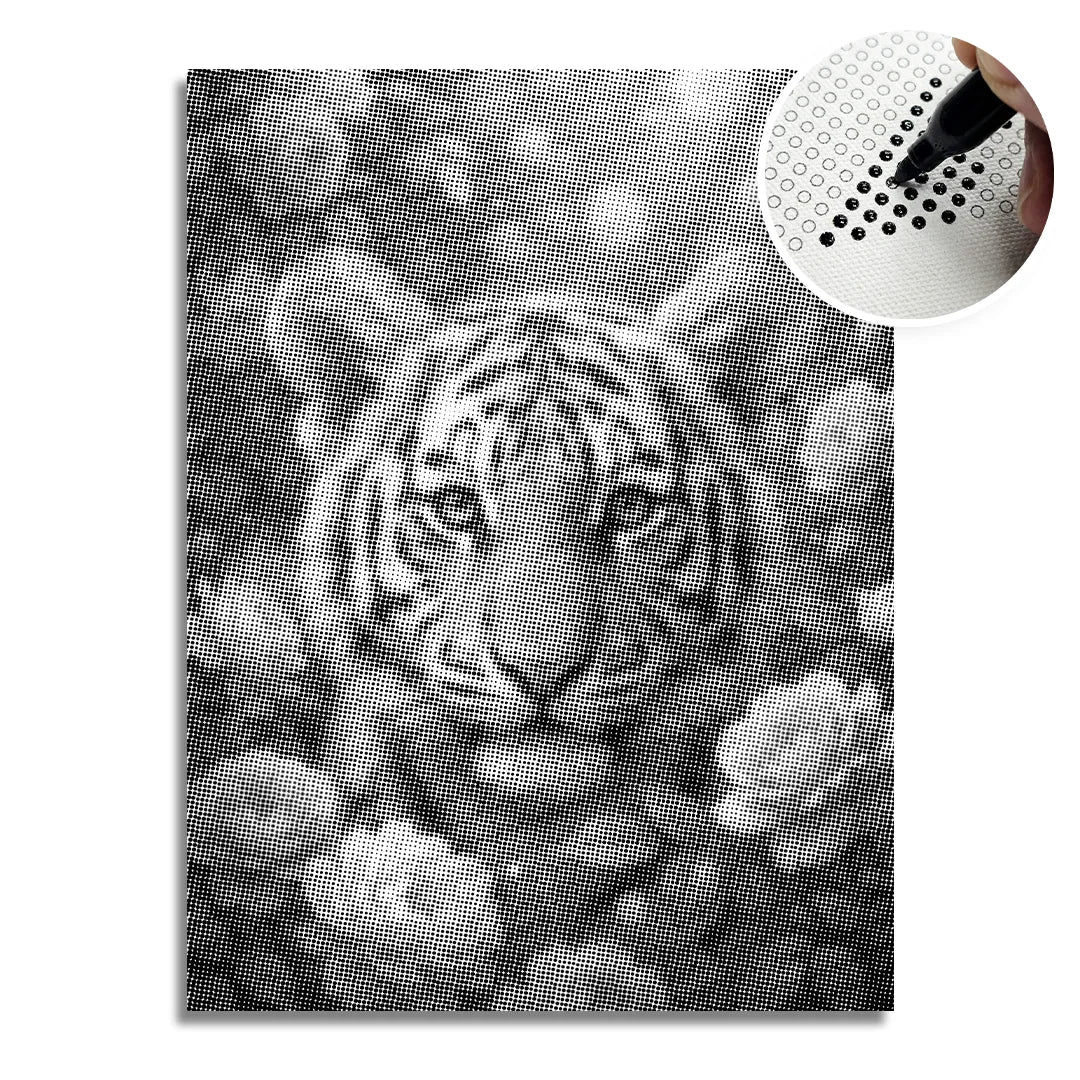 Tiger with Flowers Dot Painting