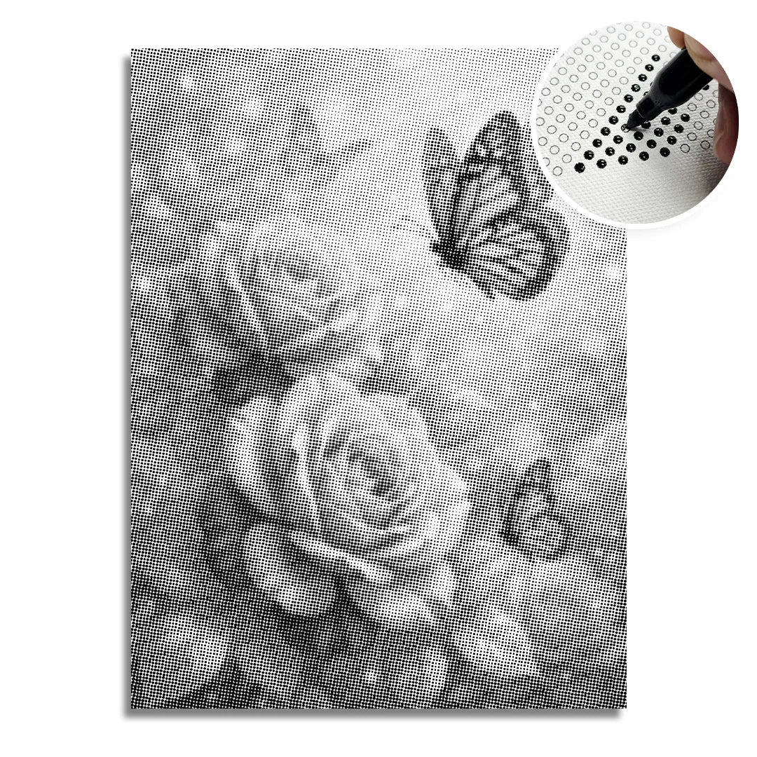 Butterfly with Roses Dot Painting
