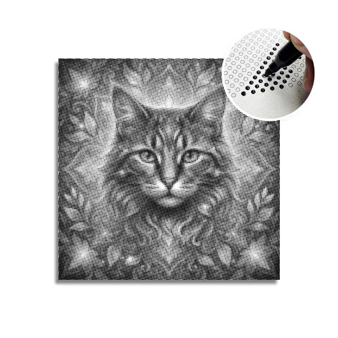 Cat with Flower Dot Painting