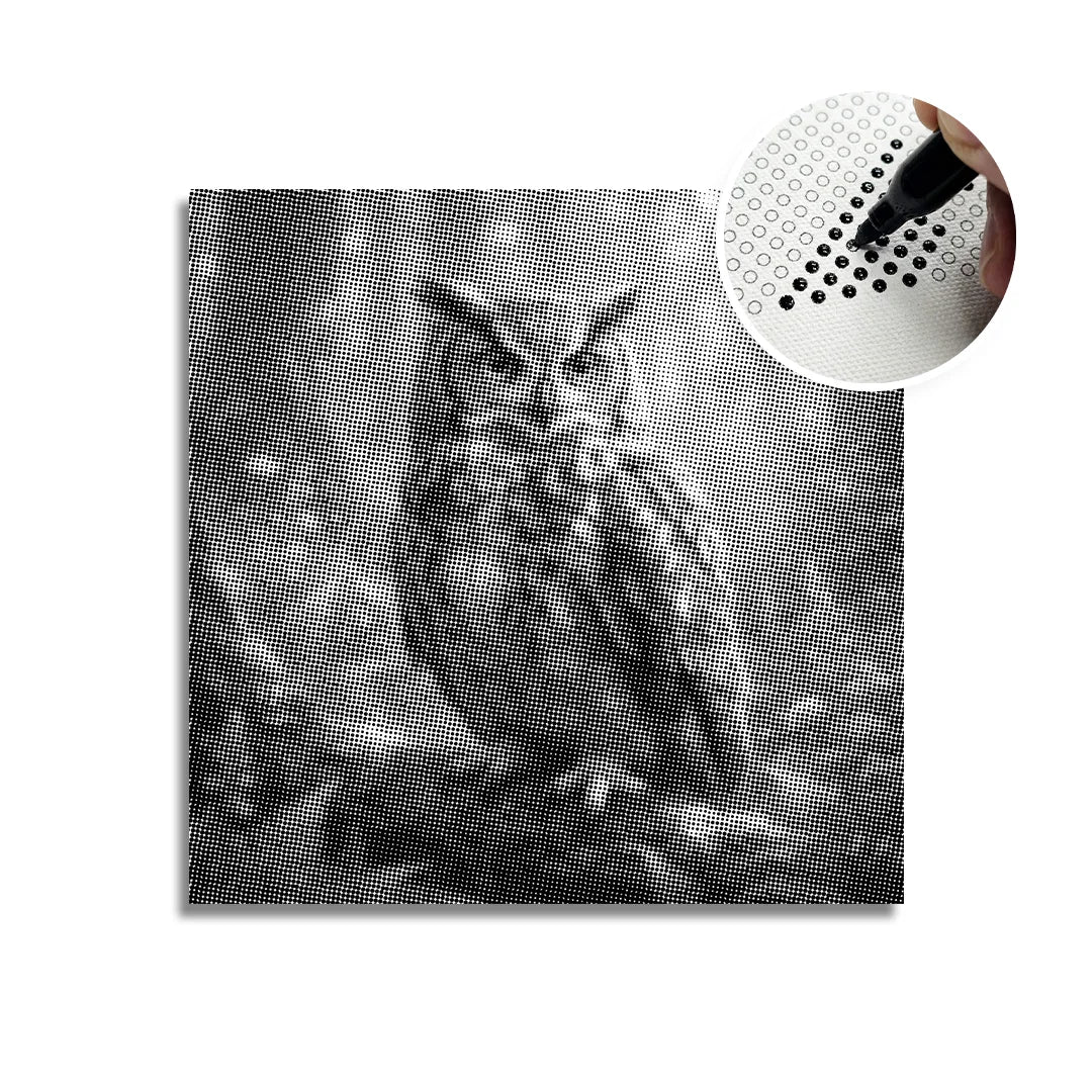Cute Owl on a Branch Dot Painting