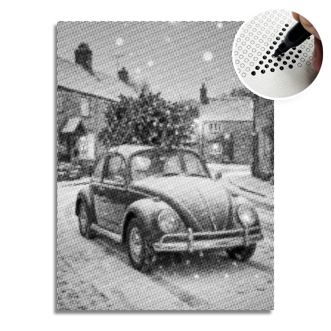 VW with Christmas Tree Dot Painting