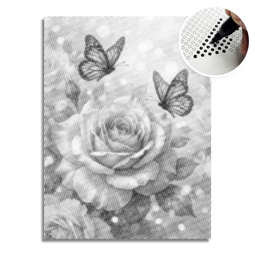 Butterfly with Rose Dot Painting