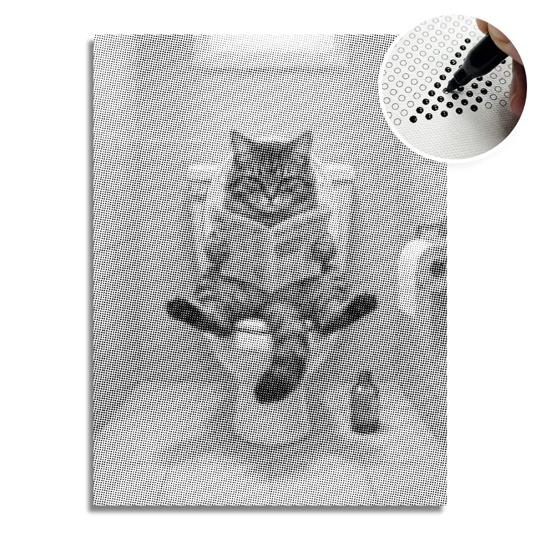Cat on The Toilet Dot Painting