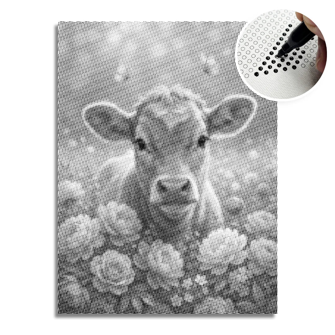 Cow with Flowers Dot Painting