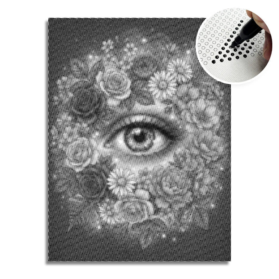 Eye with Flowers Dot Painting