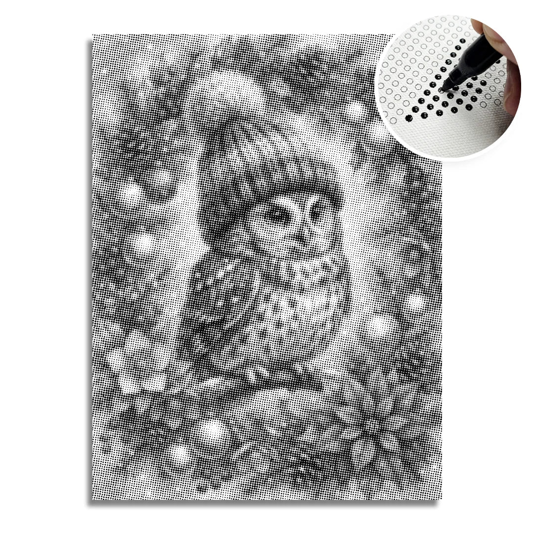 Christmas Owl in the Tree Dot Painting