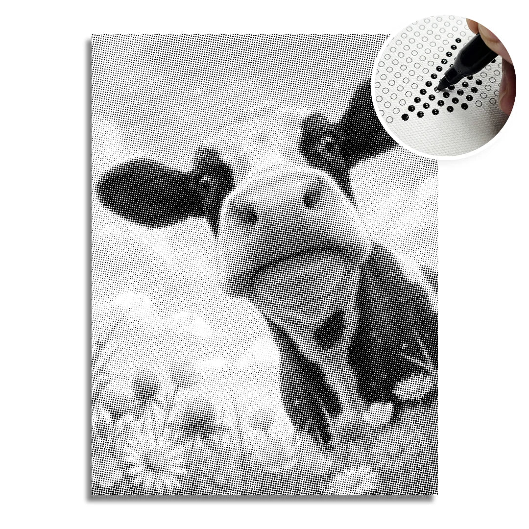Happy Cow with Flowers Dot Painting