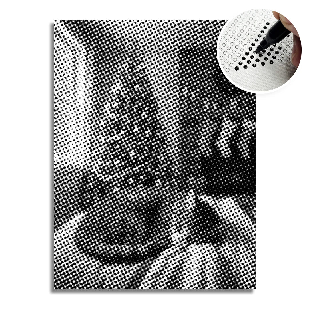 Cat by the Christmas Tree Dot Painting