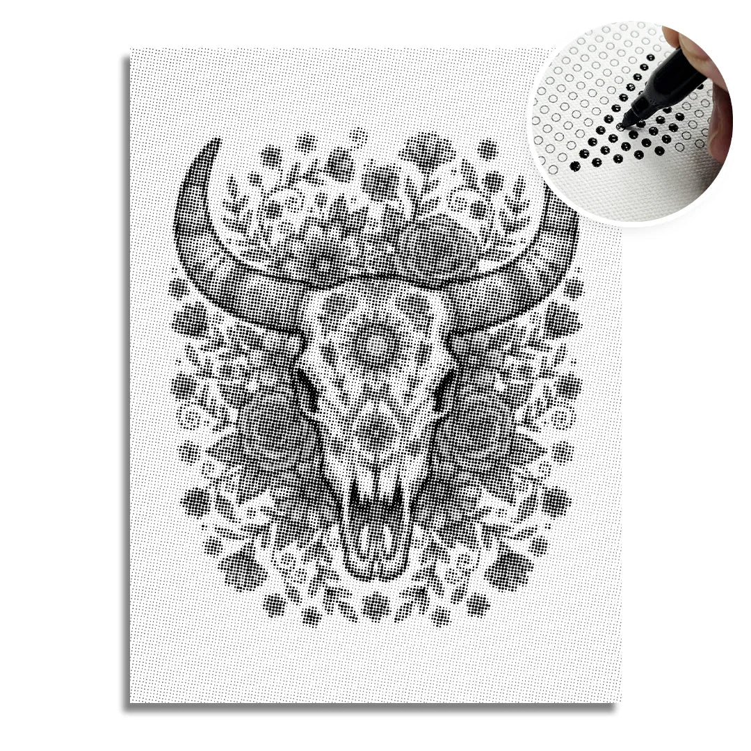 Bull Skull Dot Painting