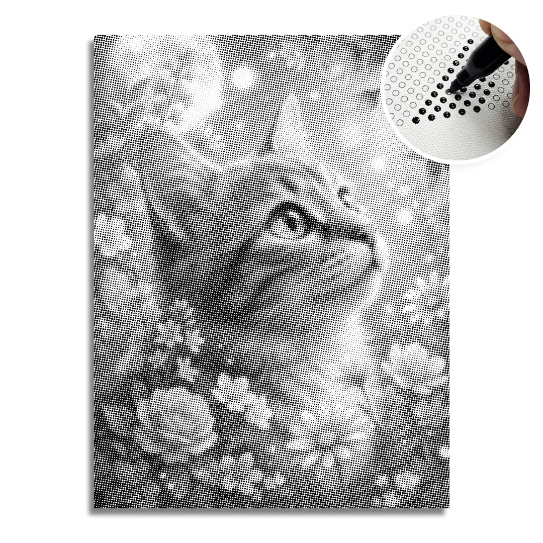 Cat with Flowers Dot Painting
