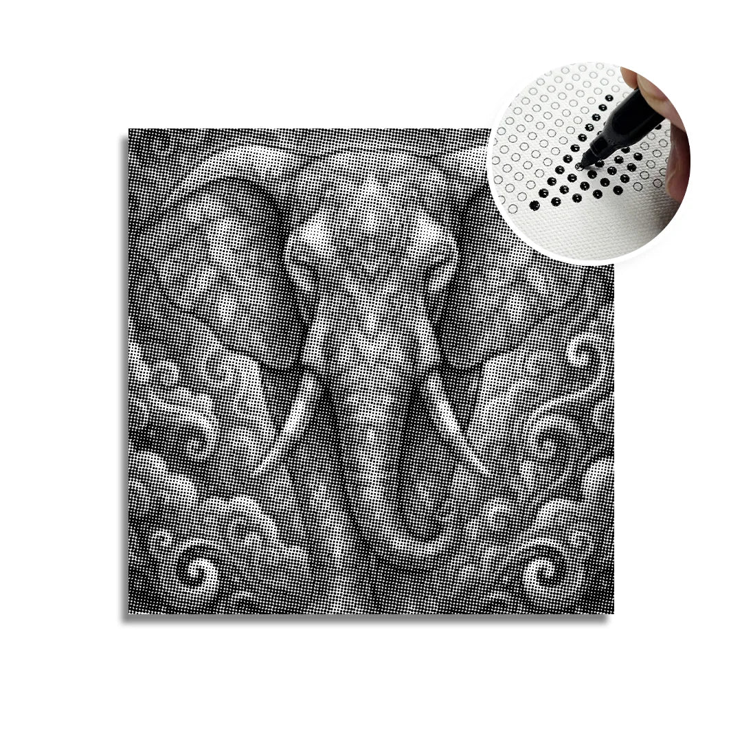 Elephant on a Cloud Dot Painting