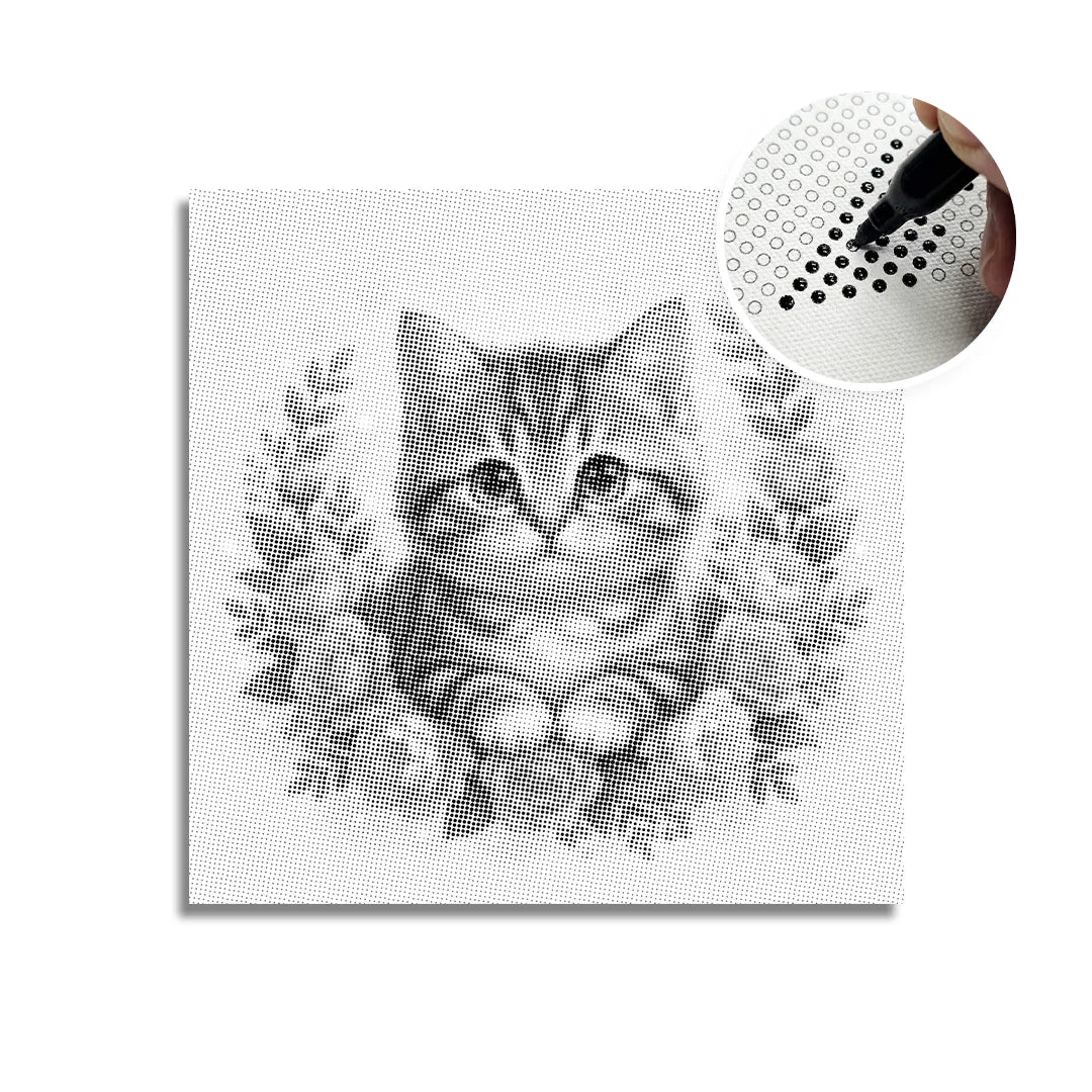 Cat with Flowers 2 Dot Painting