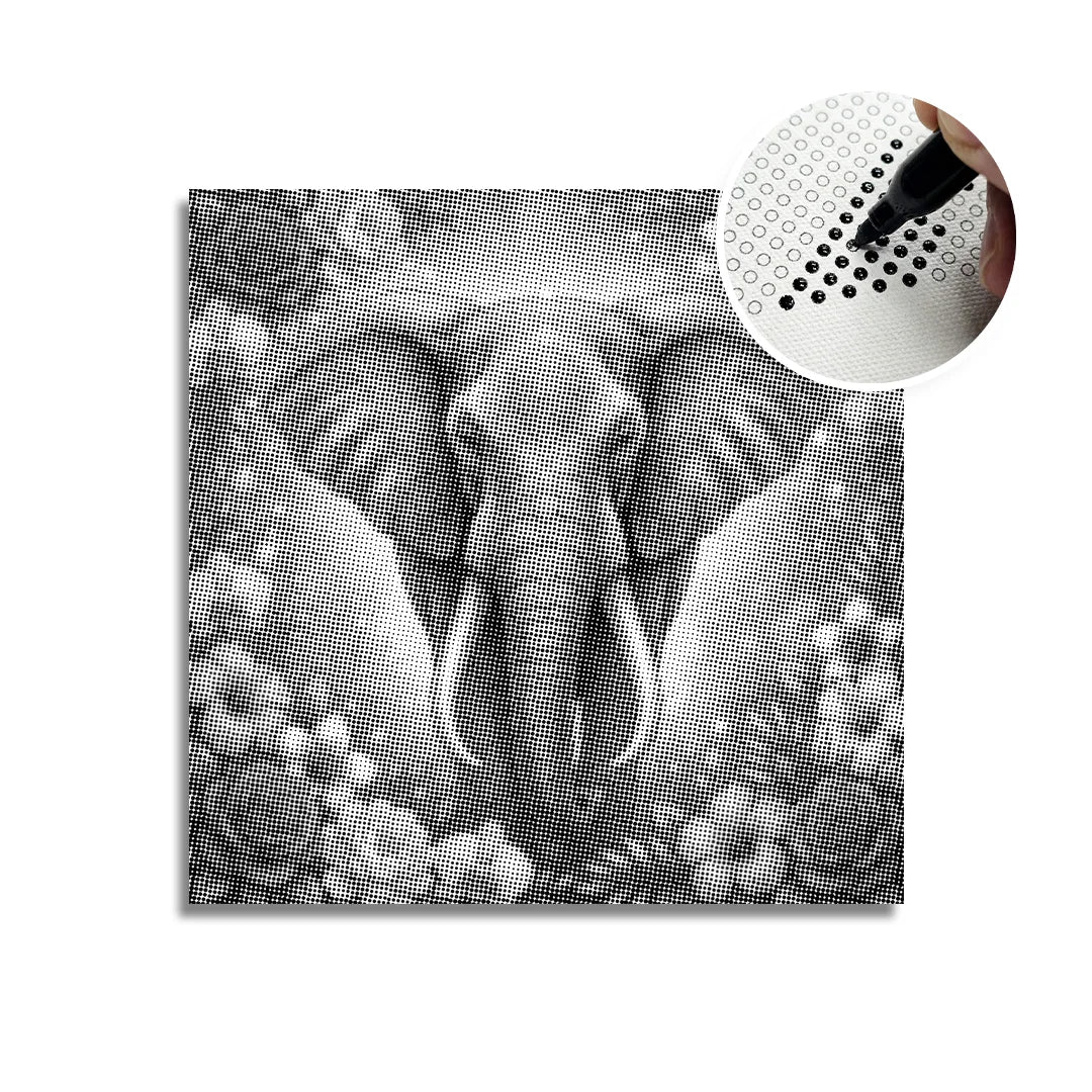 Elephant with Flowers Dot Painting